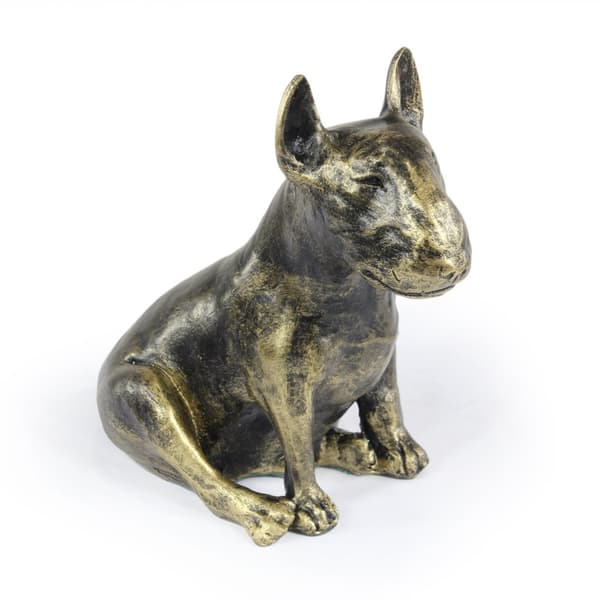 Bull terrier, Bull Terrier I - hundstatyett, sittande hund på skrivbordet, dekoration för en hundälskares vardagsrum av Art-Dog