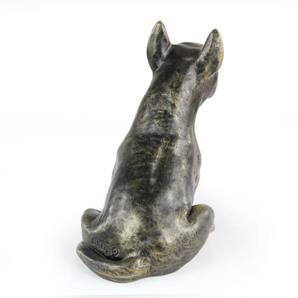 Bull terrier, Bull Terrier I - hundstatyett, sittande hund på skrivbordet, dekoration för en hundälskares vardagsrum av Art-Dog