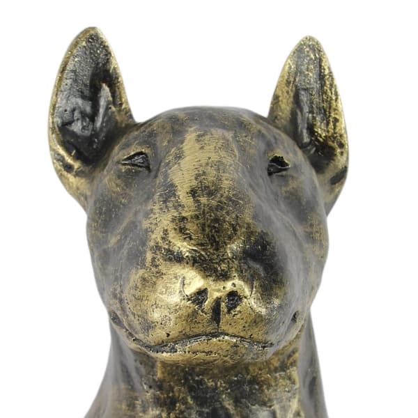 Bull terrier, Bull Terrier I - hundstatyett, sittande hund på skrivbordet, dekoration för en hundälskares vardagsrum av Art-Dog