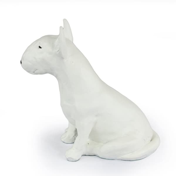 Bull terrier, Bull Terrier II - hundestatuette, siddende hund på skrivebordet, dekoration til stuen til en hundeelsker af Art-Dog