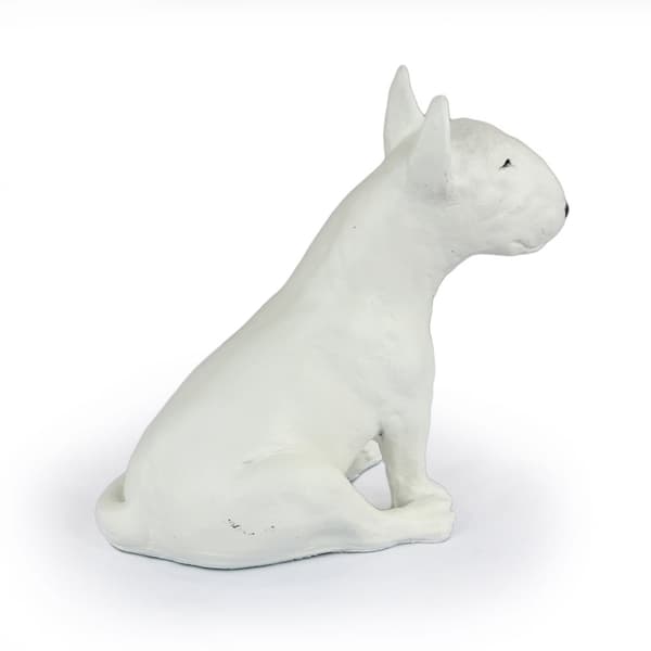Bull terrier, Bull Terrier II - hundestatuette, siddende hund på skrivebordet, dekoration til stuen til en hundeelsker af Art-Dog