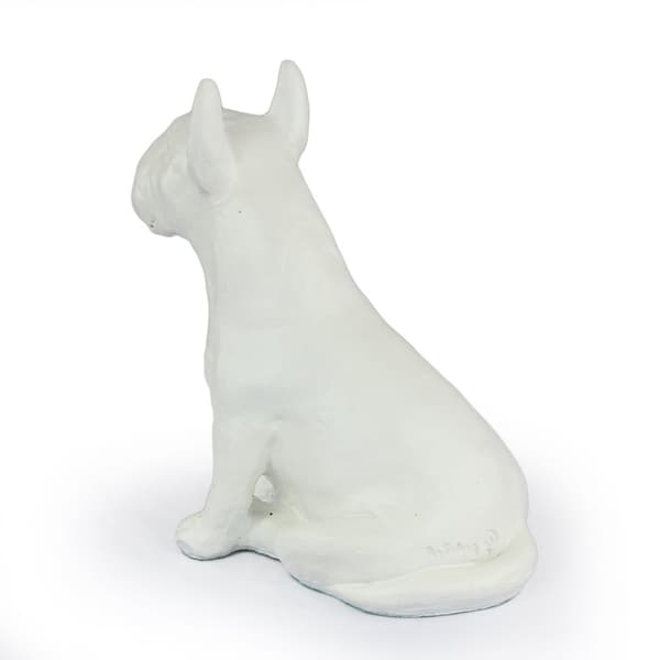 Bull terrier, Bull Terrier II - hundestatuette, siddende hund på skrivebordet, dekoration til stuen til en hundeelsker af Art-Dog