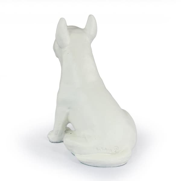Bull terrier, Bull Terrier II - hundestatuette, siddende hund på skrivebordet, dekoration til stuen til en hundeelsker af Art-Dog