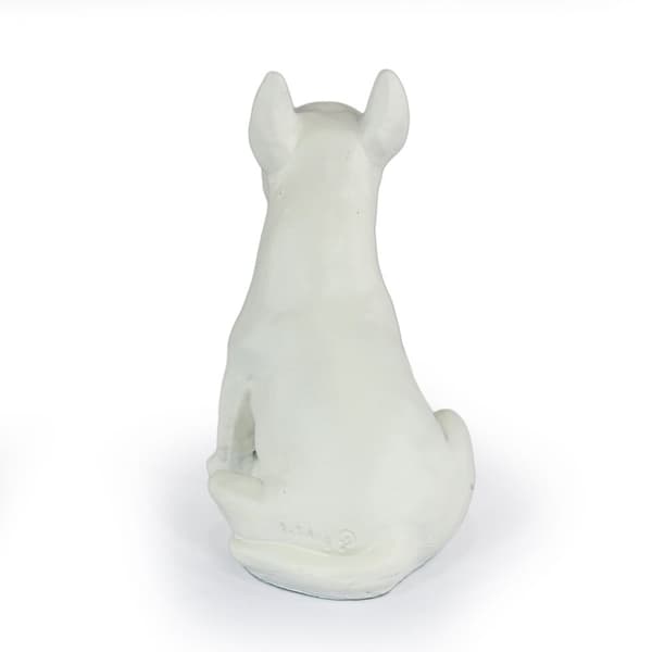 Bull terrier, Bull Terrier II - hundestatuette, siddende hund på skrivebordet, dekoration til stuen til en hundeelsker af Art-Dog