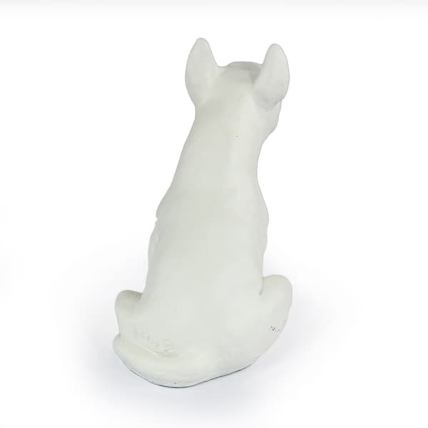 Bull terrier, Bull Terrier II - hundestatuette, siddende hund på skrivebordet, dekoration til stuen til en hundeelsker af Art-Dog