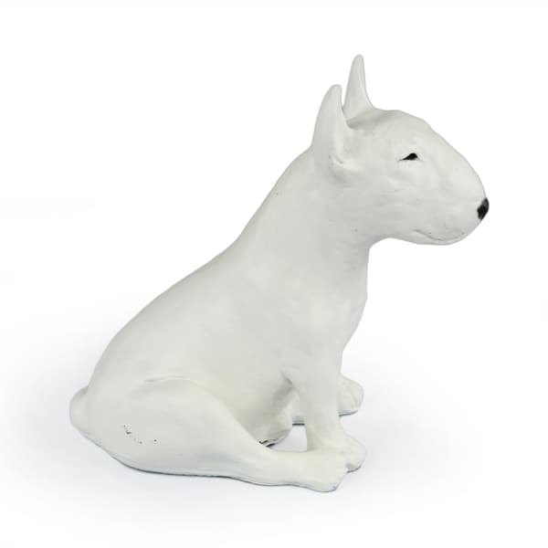 Bull terrier, Bull Terrier II - hundestatuette, siddende hund på skrivebordet, dekoration til stuen til en hundeelsker af Art-Dog
