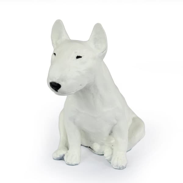 Bull terrier, Bull Terrier II - hundestatuette, siddende hund på skrivebordet, dekoration til stuen til en hundeelsker af Art-Dog