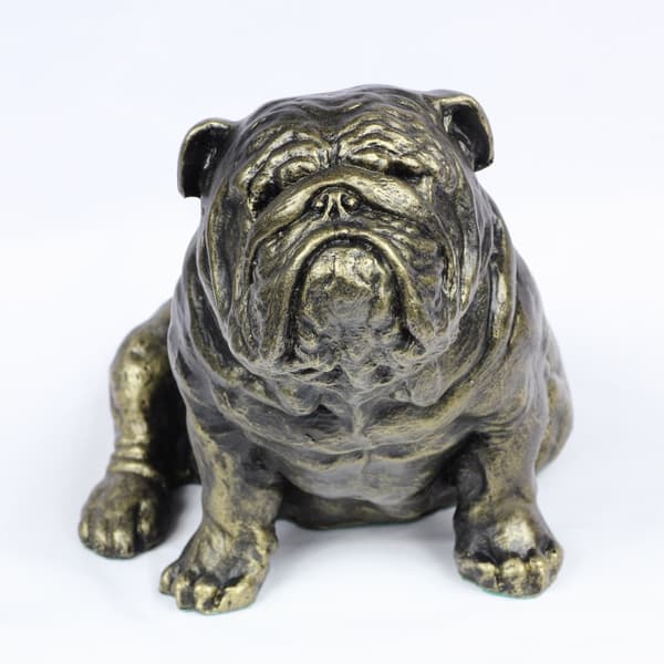 Engelsk bulldog, Bulldog I - hundstatyett, sittande hund på skrivbordet, dekoration för en hundälskares vardagsrum av Art-Dog