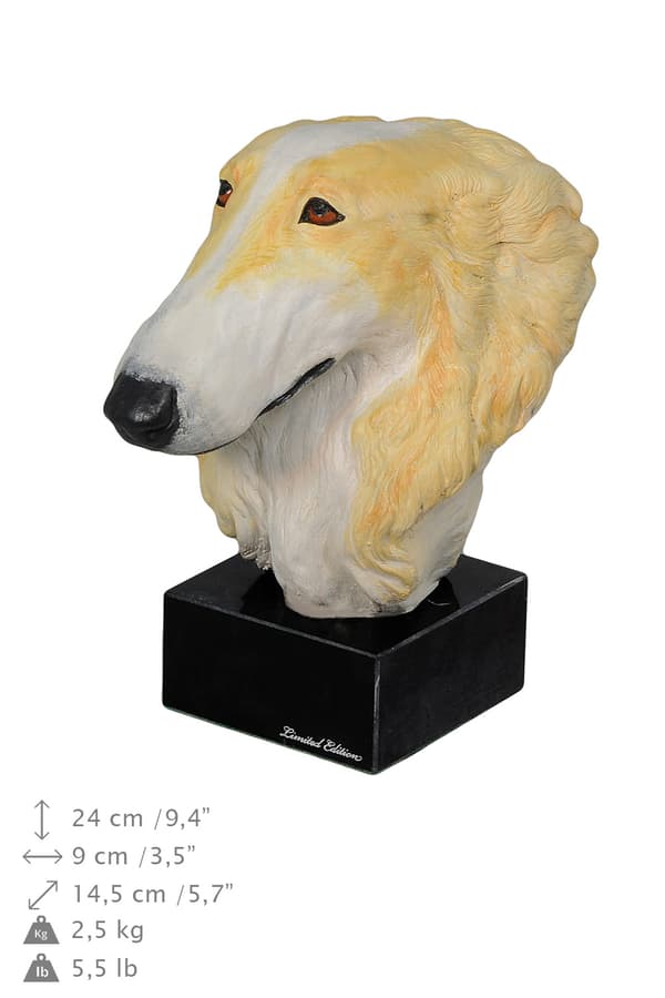 Rysk Borzoi Greyhound, Borzoi, Barzoi - målad statyett, statystaty, gjord av en konstnär, Art-Dog varumärke
