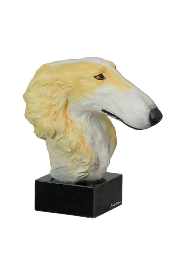 Rysk Borzoi Greyhound, Borzoi, Barzoi - målad statyett, statystaty, gjord av en konstnär, Art-Dog varumärke