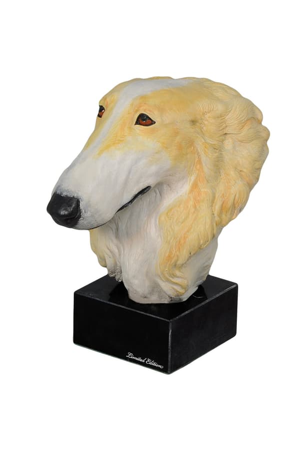 Rysk Borzoi Greyhound, Borzoi, Barzoi - målad statyett, statystaty, gjord av en konstnär, Art-Dog varumärke
