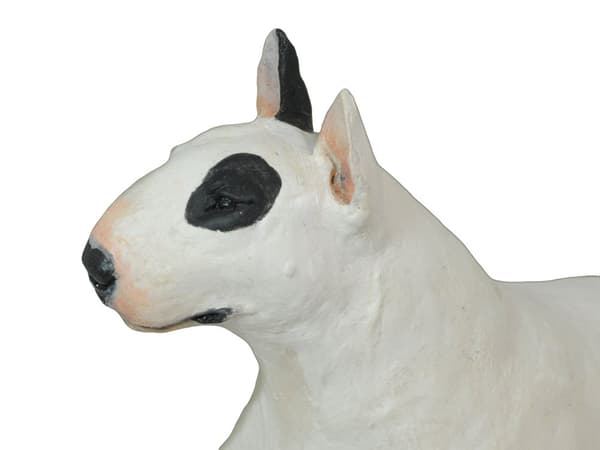 Bull Terrier, Bull Terrier - malet statuette, figur statue, lavet af en kunstner, Art-Dog brand