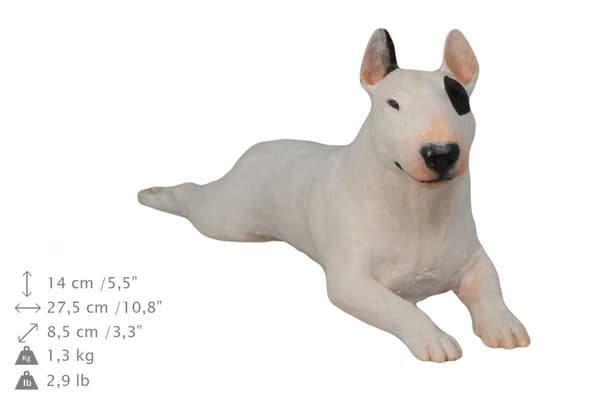 Bull Terrier, Bull Terrier - malet statuette, figur statue, lavet af en kunstner, Art-Dog brand