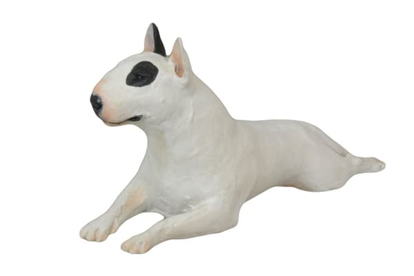 Bull Terrier, Bull Terrier - malet statuette, figur statue, lavet af en kunstner, Art-Dog brand