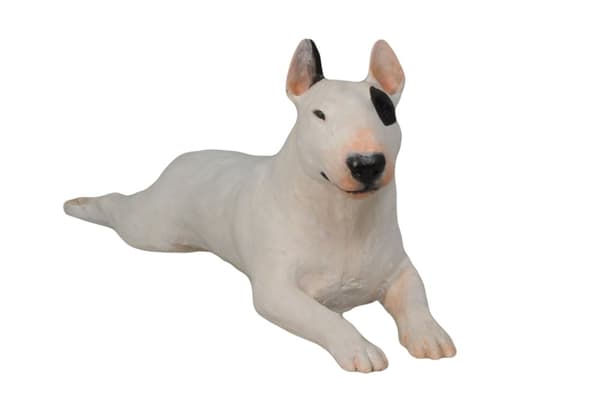 Bull Terrier, Bull Terrier - malet statuette, figur statue, lavet af en kunstner, Art-Dog brand