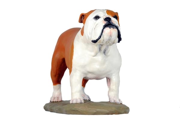 Engelsk Bulldog, Bulldog II - malet statuette, figurstatue, lavet af en kunstner, Art-Dog brand