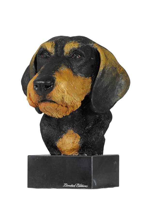 Stråhåret gravhund - malet statuette, figurstatue, lavet af en kunstner, Art-Dog brand