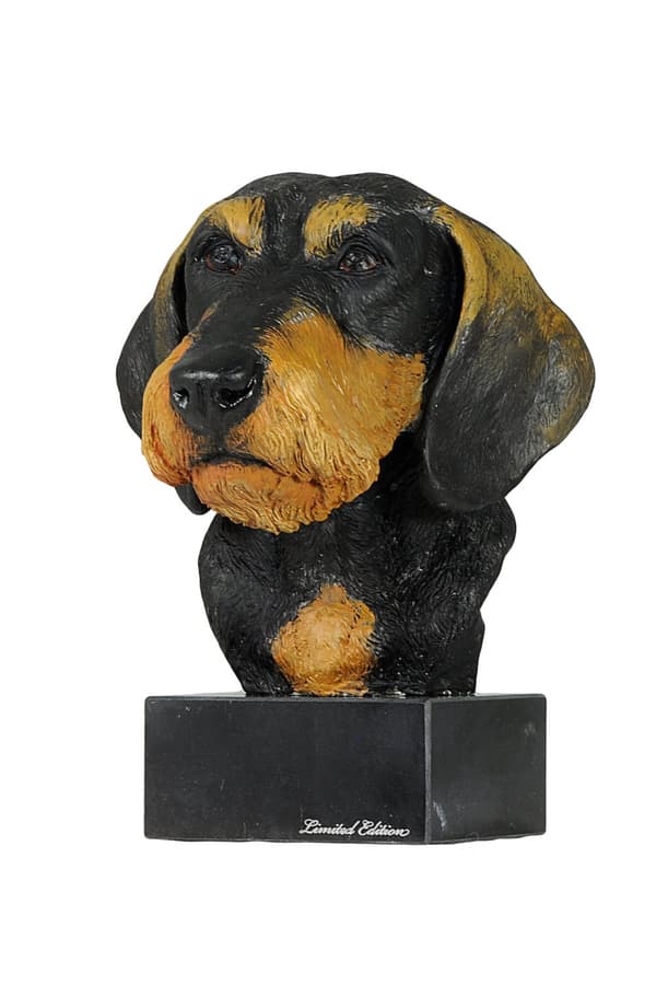 Stråhåret gravhund - malet statuette, figurstatue, lavet af en kunstner, Art-Dog brand
