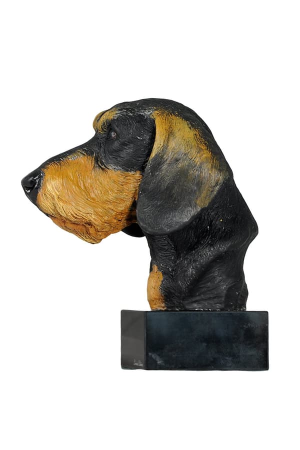Stråhåret gravhund - malet statuette, figurstatue, lavet af en kunstner, Art-Dog brand