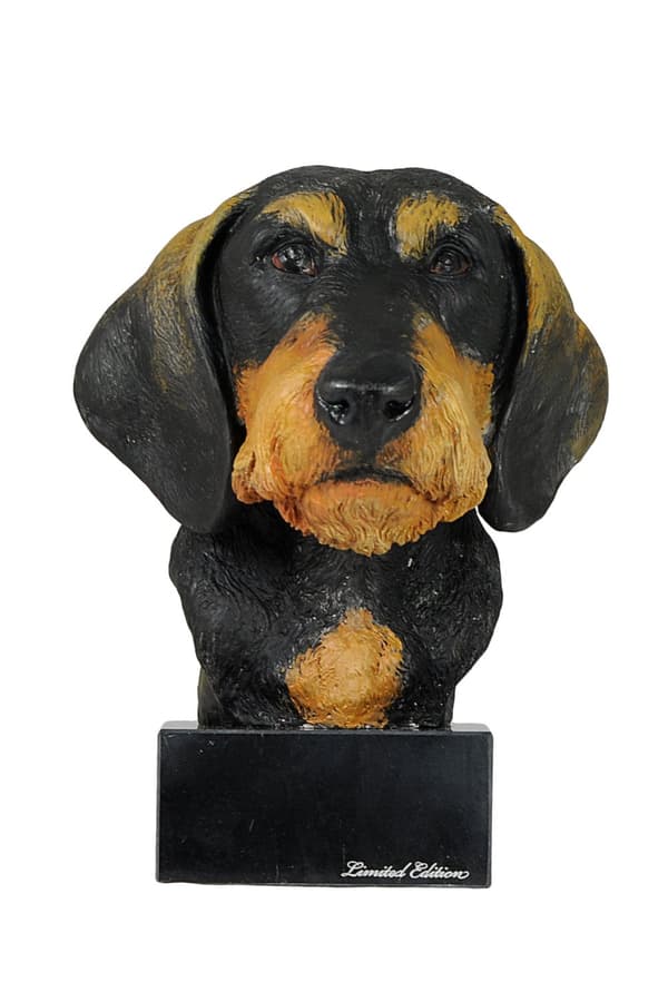 Stråhåret gravhund - malet statuette, figurstatue, lavet af en kunstner, Art-Dog brand