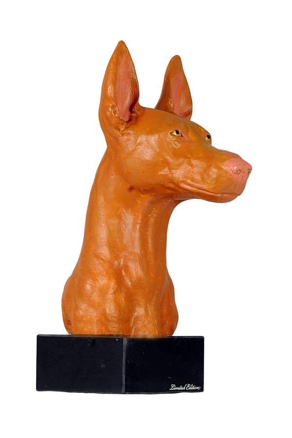 Faraon koira, Maltan vinttikoira - maalattu patsas, hahmopatsas, taiteilijan tekemä, Art-Dog tuotemerkki