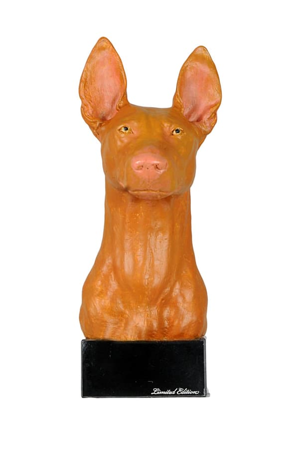 Faraon koira, Maltan vinttikoira - maalattu patsas, hahmopatsas, taiteilijan tekemä, Art-Dog tuotemerkki