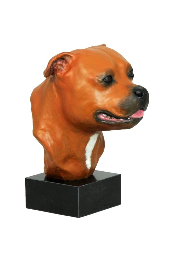 Staffordshire Bull Terrier, Staffik, Staffi I - målad statyett, statystaty, gjord av en konstnär, Art-Dog varumärke