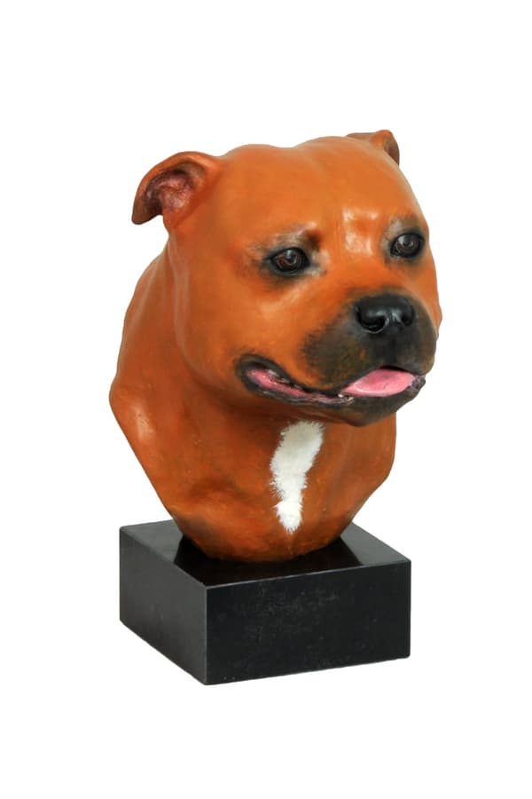 Staffordshire Bull Terrier, Staffik, Staffi I - målad statyett, statystaty, gjord av en konstnär, Art-Dog varumärke