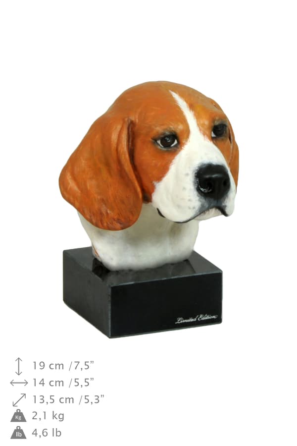 Beagle - målad statyett, statystaty, gjord av en konstnär, Art-Dog varumärke