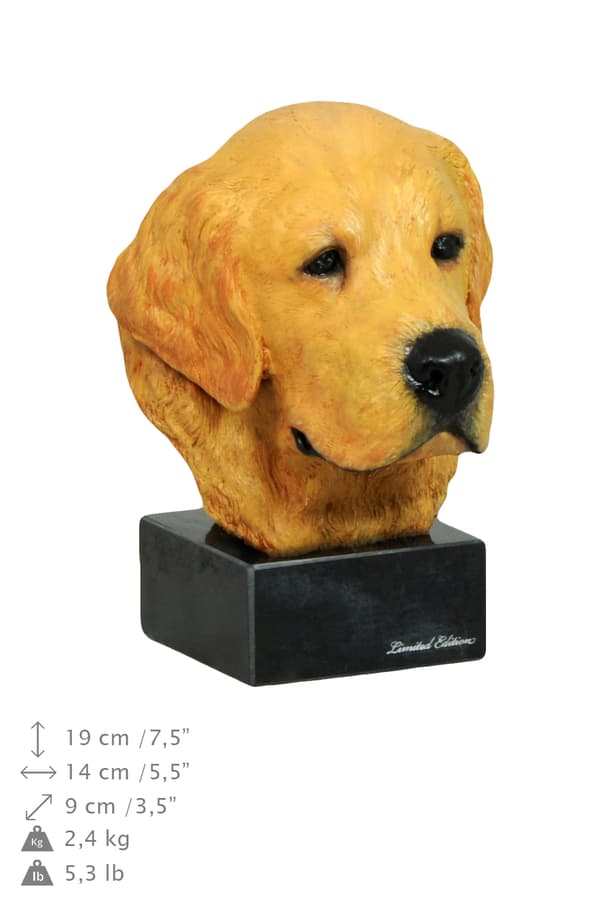 Kultainennoutaja - maalattu patsas, hahmopatsas, taiteilijan tekemä, Art-Dog tuotemerkki