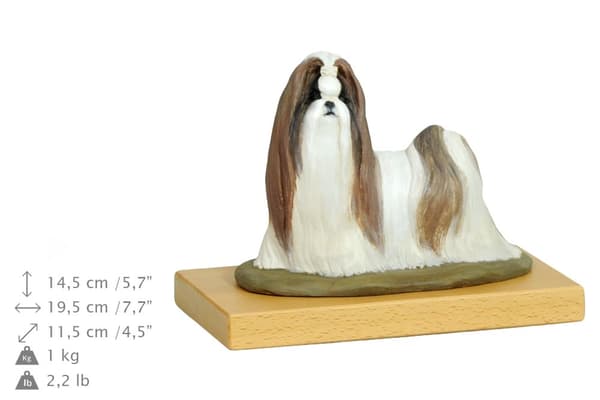 Shih Tzu, Shi tsu, Shi-Tzu, Szi-cu, Szitzu I - malet statuette, figurstatue, lavet af en kunstner, Art-Dog brand