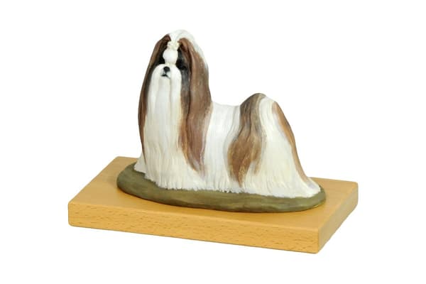 Shih Tzu, Shi tsu, Shi-Tzu, Szi-cu, Szitzu I - malet statuette, figurstatue, lavet af en kunstner, Art-Dog brand