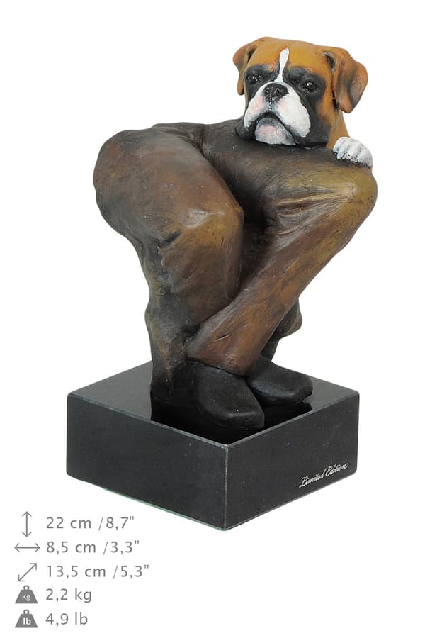 Boxer, Boxer - malet statuette, figurstatue, lavet af en kunstner, Art-Dog brand