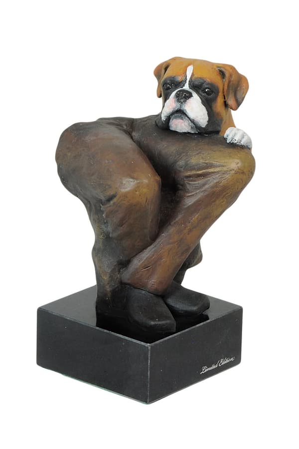 Boxer, Boxer - malet statuette, figurstatue, lavet af en kunstner, Art-Dog brand