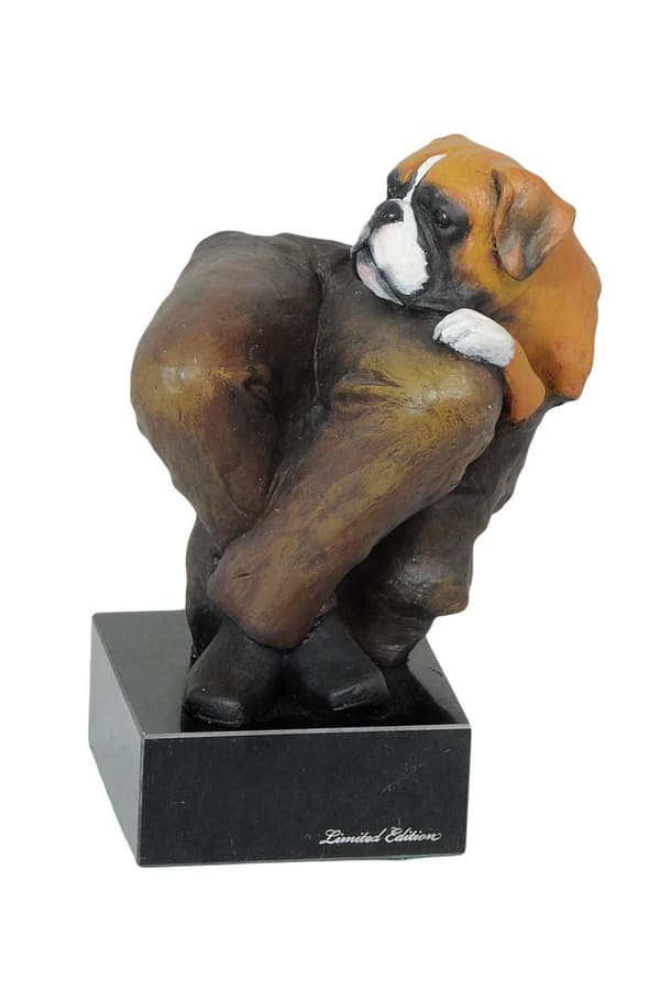 Boxer, Boxer - malet statuette, figurstatue, lavet af en kunstner, Art-Dog brand