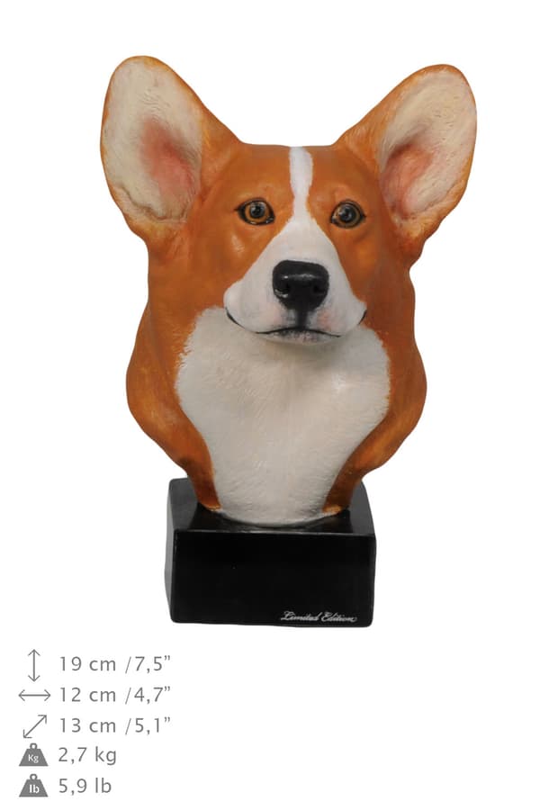 Welsh Corgi - målad statyett, staty av staty, gjord av en konstnär, Art-Dog varumärke