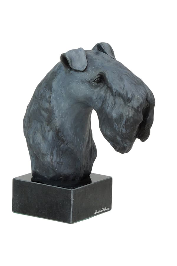 Kerry Blue Terrier, Irish Blue Terrier - målad statyett, statystaty, gjord av en konstnär, Art-Dog varumärke