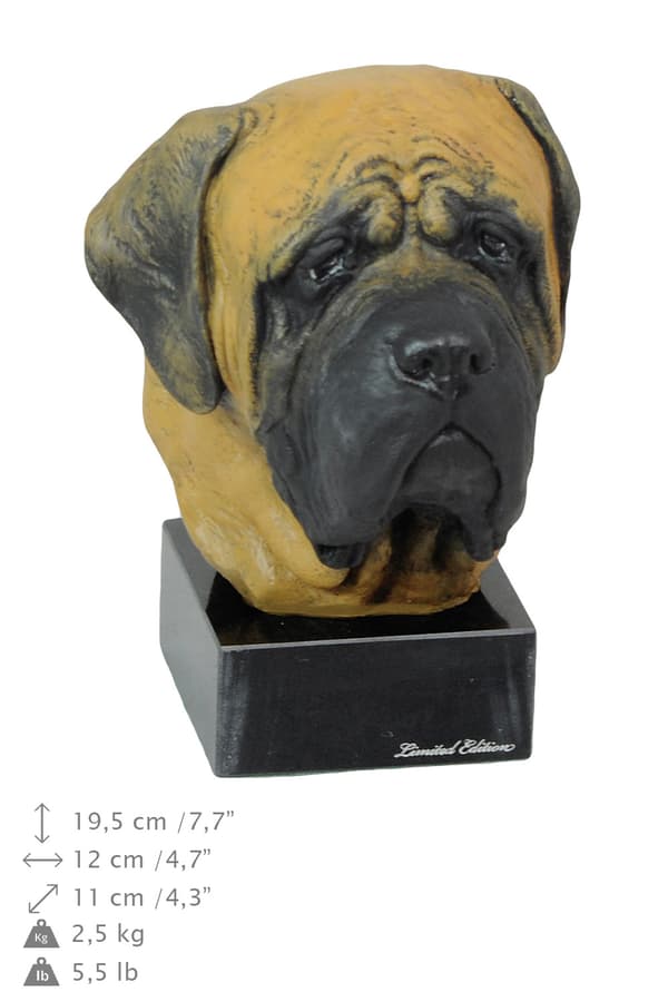 Engelsk Mastiff, Mastiff - malet statuette, figurstatue, lavet af en kunstner, Art-Dog brand