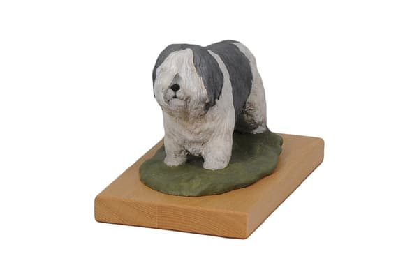 Polish Lowland Sheepdog, PON - målad statyett, statystaty, gjord av en konstnär, Art-Dog varumärke