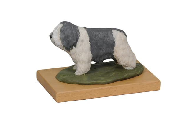 Polish Lowland Sheepdog, PON - målad statyett, statystaty, gjord av en konstnär, Art-Dog varumärke