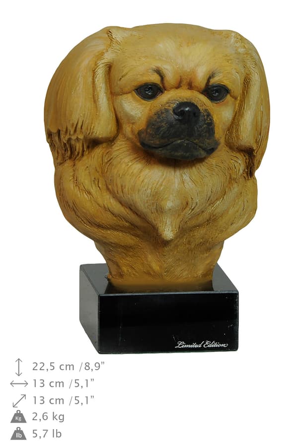 Tibetansk spaniel, tibetansk spaniel - malet statuette, figurstatue, lavet af en kunstner, Art-Dog brand