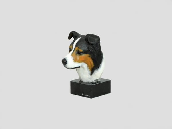 Bearded Collie, Highland Collie - malet statuette, figurstatue, lavet af en kunstner, Art-Dog brand