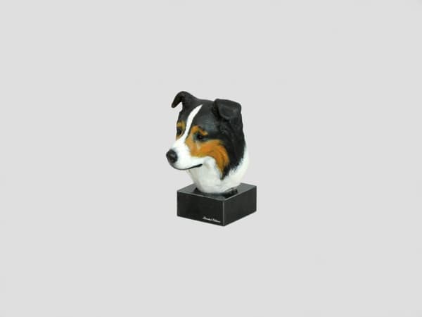 Bearded Collie, Highland Collie - malet statuette, figurstatue, lavet af en kunstner, Art-Dog brand
