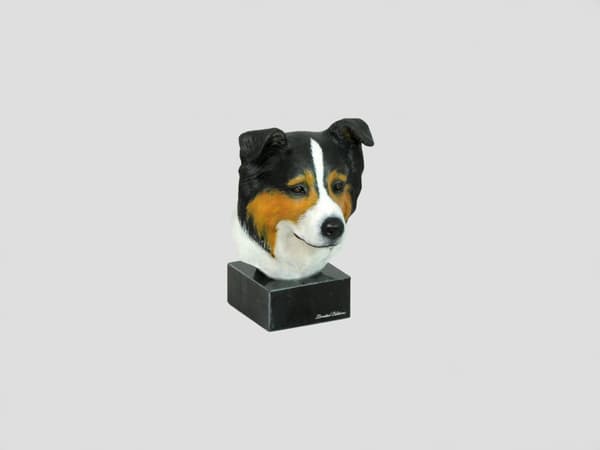 Bearded Collie, Highland Collie - malet statuette, figurstatue, lavet af en kunstner, Art-Dog brand