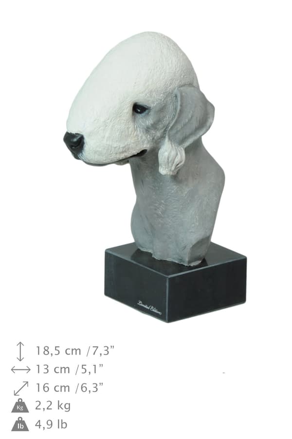 Bedlington Terrier, Rothbury Terrier - målad statyett, statyett staty, gjord av en konstnär, Art-Dog varumärke