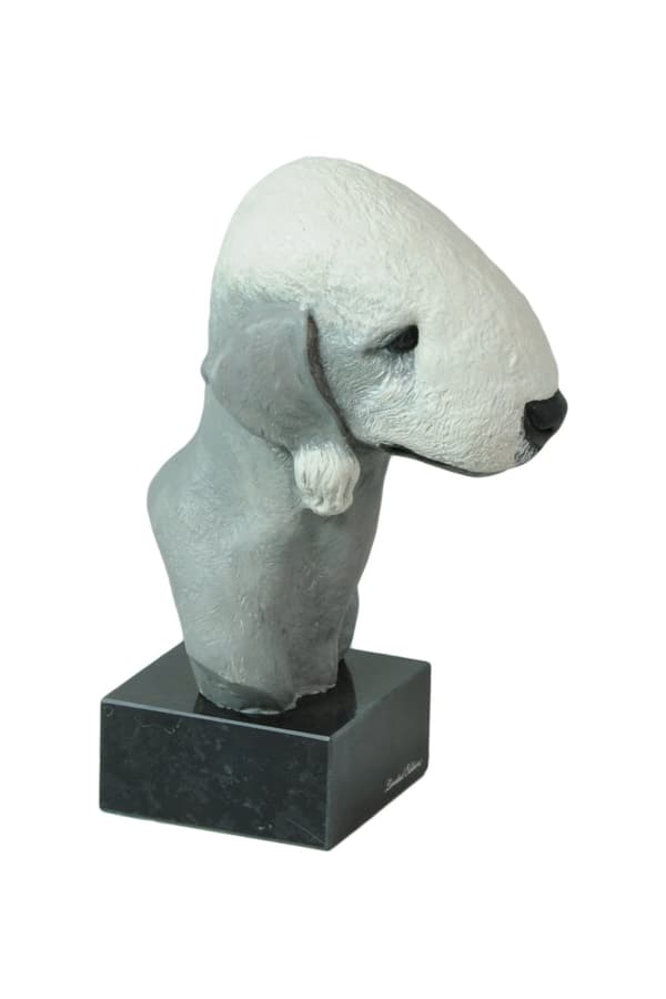 Bedlington Terrier, Rothbury Terrier - målad statyett, statyett staty, gjord av en konstnär, Art-Dog varumärke
