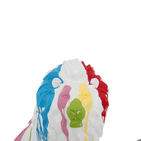 Statuett - Atmosphera - Lejon - Vit resin - 46x27x60 cm - Nutida dekoration