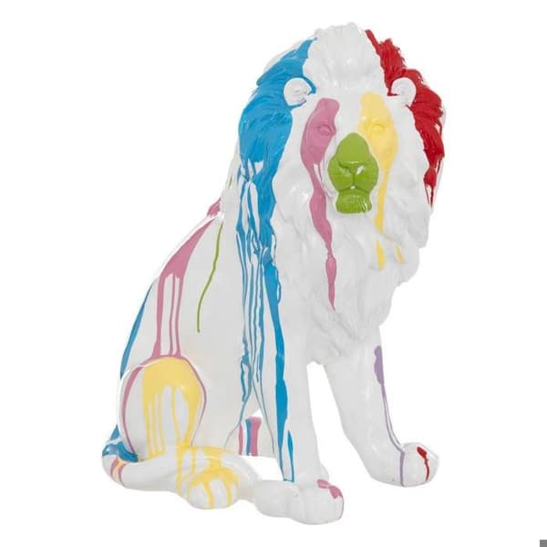Statuett - Atmosphera - Lejon - Vit resin - 46x27x60 cm - Nutida dekoration