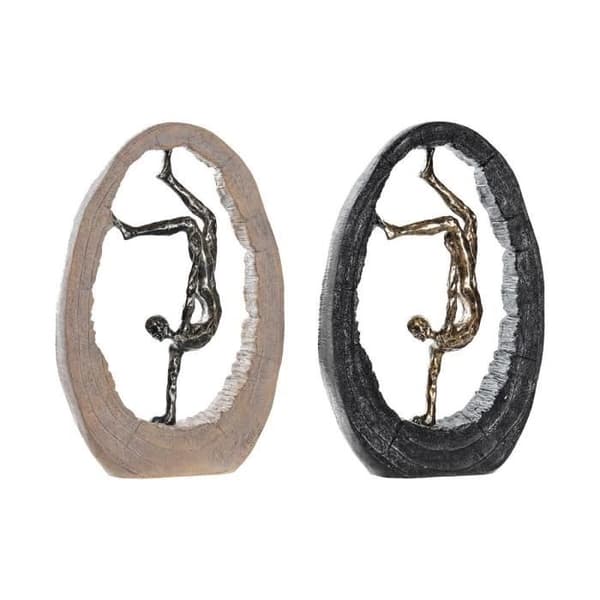 dekorativ figur 24 x 8 x 36 cm svart guld (2 enheter)