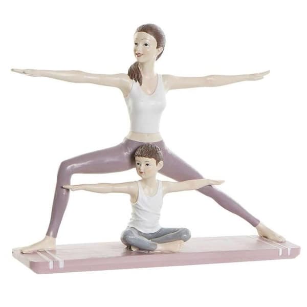 Yogastatyett - Dekorativa föremål - Mamma och barn - Polyresin - Rosa - 24x6,5x19 cm